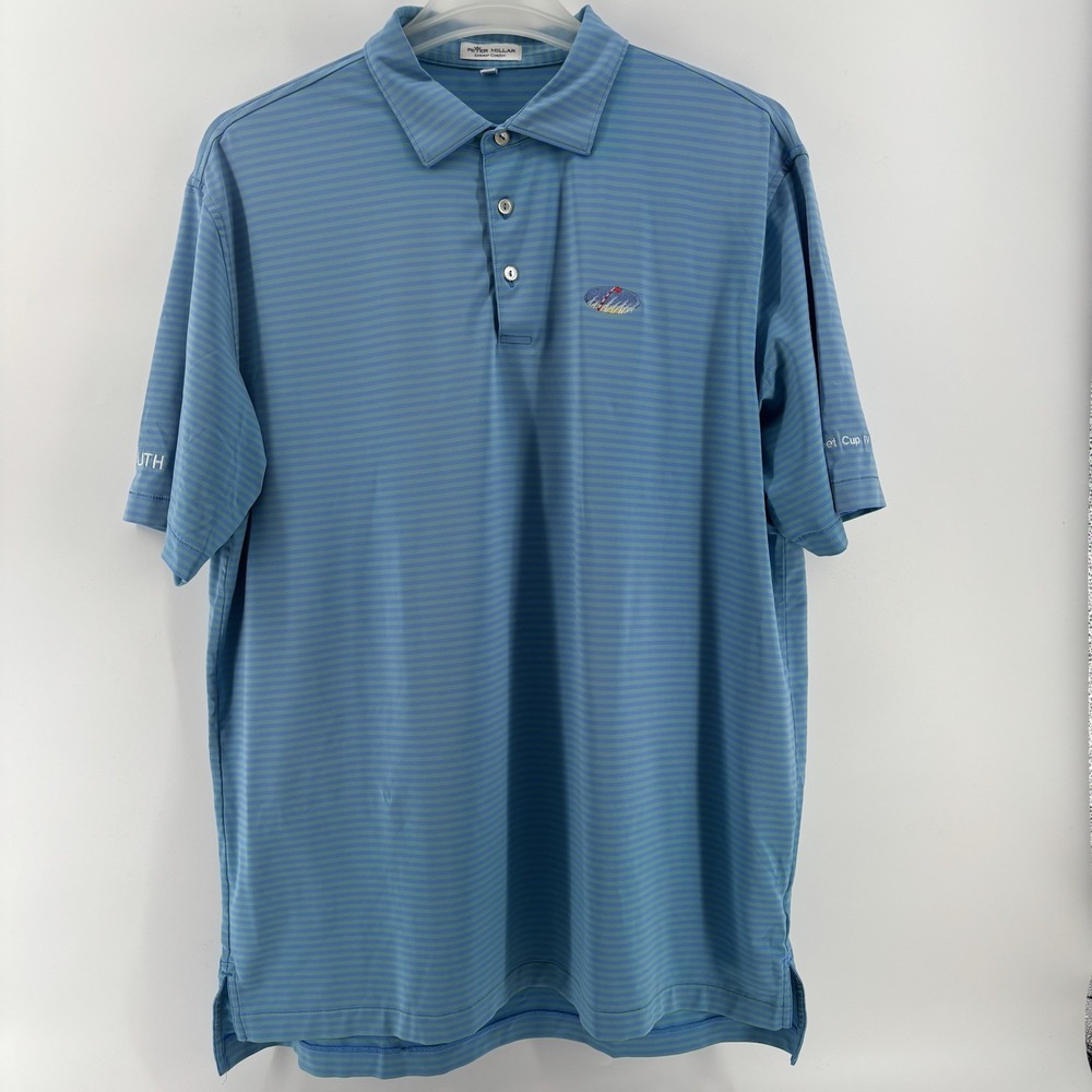 Peter Millar Summer Comfort Polo Men's XL Blue Green Stripe Kwidnet Cup IV Golf
